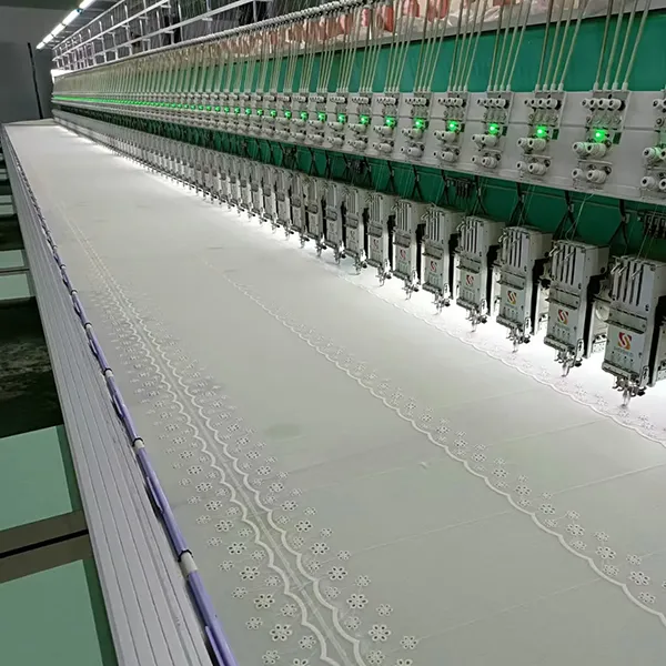 New Arrival 3d Flower Decorated 100 Cotton Embroidery Lace Fabric With Eyelet Holes For Women Shirt Clothing