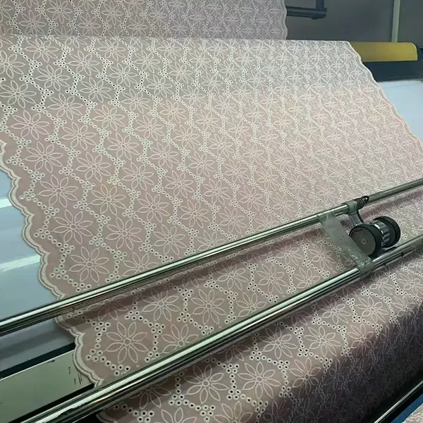 New Arrival 3d Flower Decorated 100 Cotton Embroidery Lace Fabric With Eyelet Holes For Women Shirt Clothing