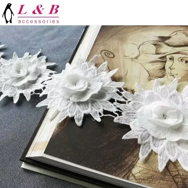 Multicolor Embroidered Lace With 3d Mesh Flowers Ribbon Beaded Tube Barcode Embroidery Lace