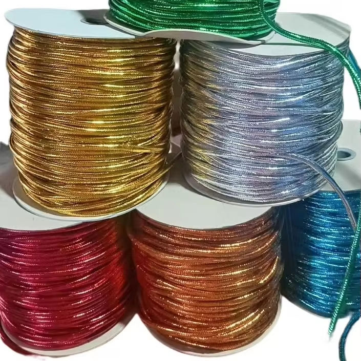 5 mm värvikas metalliline polüesterköis ehte niit Metalli nöörid köis
