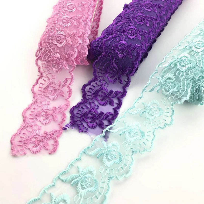 Klassikaline disain Multi Colors Organiza pitsist trimnid tikandite organza pitsi hulgimüük